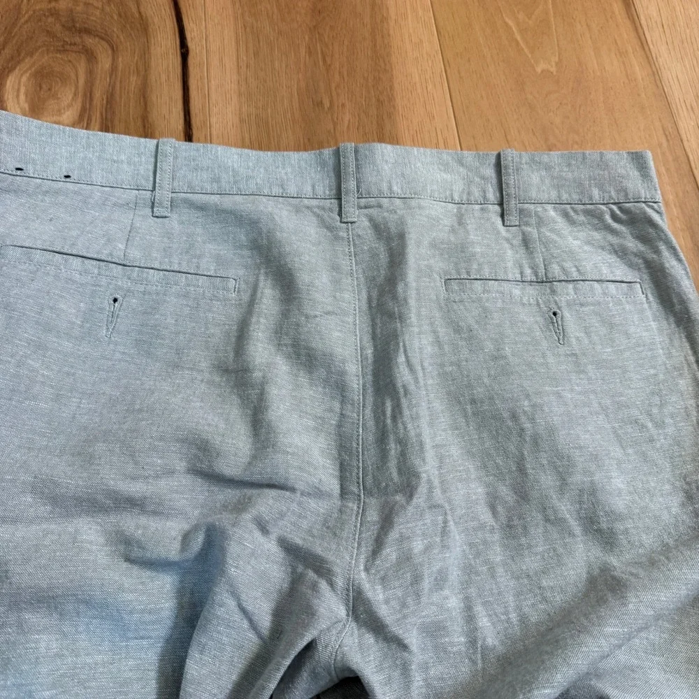 J.Crew Straight Linen Blend Pants Men 38x32 Heather Light Green Preppy Academia